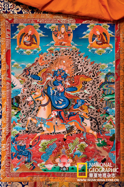 吾屯上寺曲丹绘制的《班达拉姆》表现的是佛教护法神吉祥天母,传说其