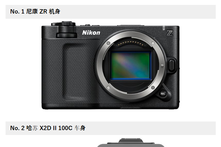 尼康ZR在10月下半月登上淀桥相机畅销排行榜榜首