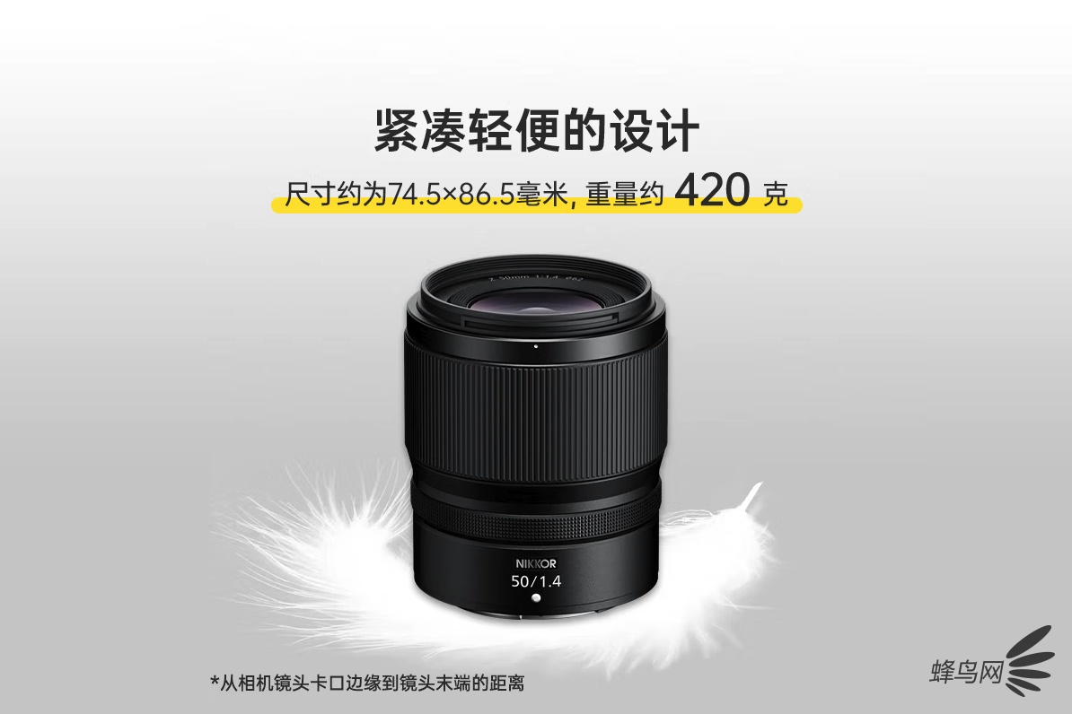 最近0.37m对焦距离 尼克尔Z 50mm f/1.4售3399元
