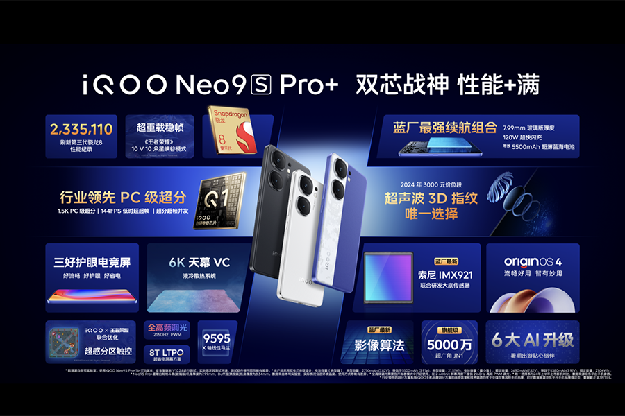 骁龙8 Gen3 双芯旗舰 iQOO Neo9S Pro+到手价2899元起