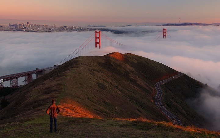 宛若仙境 美摄影师拍大雾弥漫的金门大桥