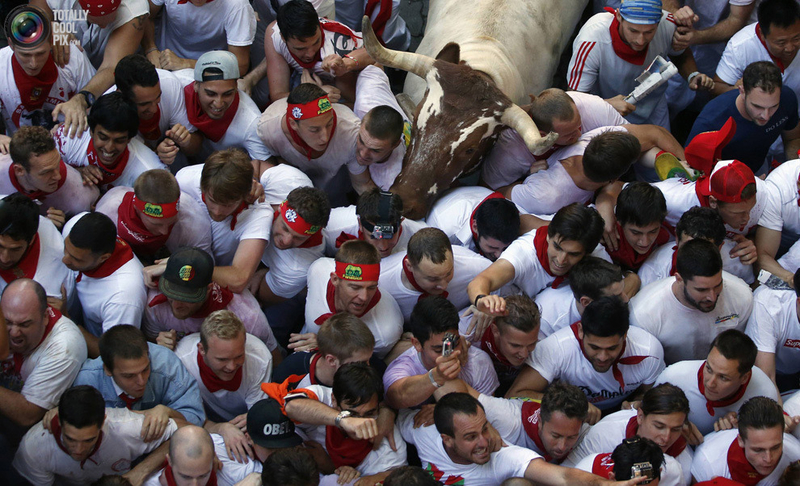 血性的游戏 西班牙潘普洛纳奔牛节盛况