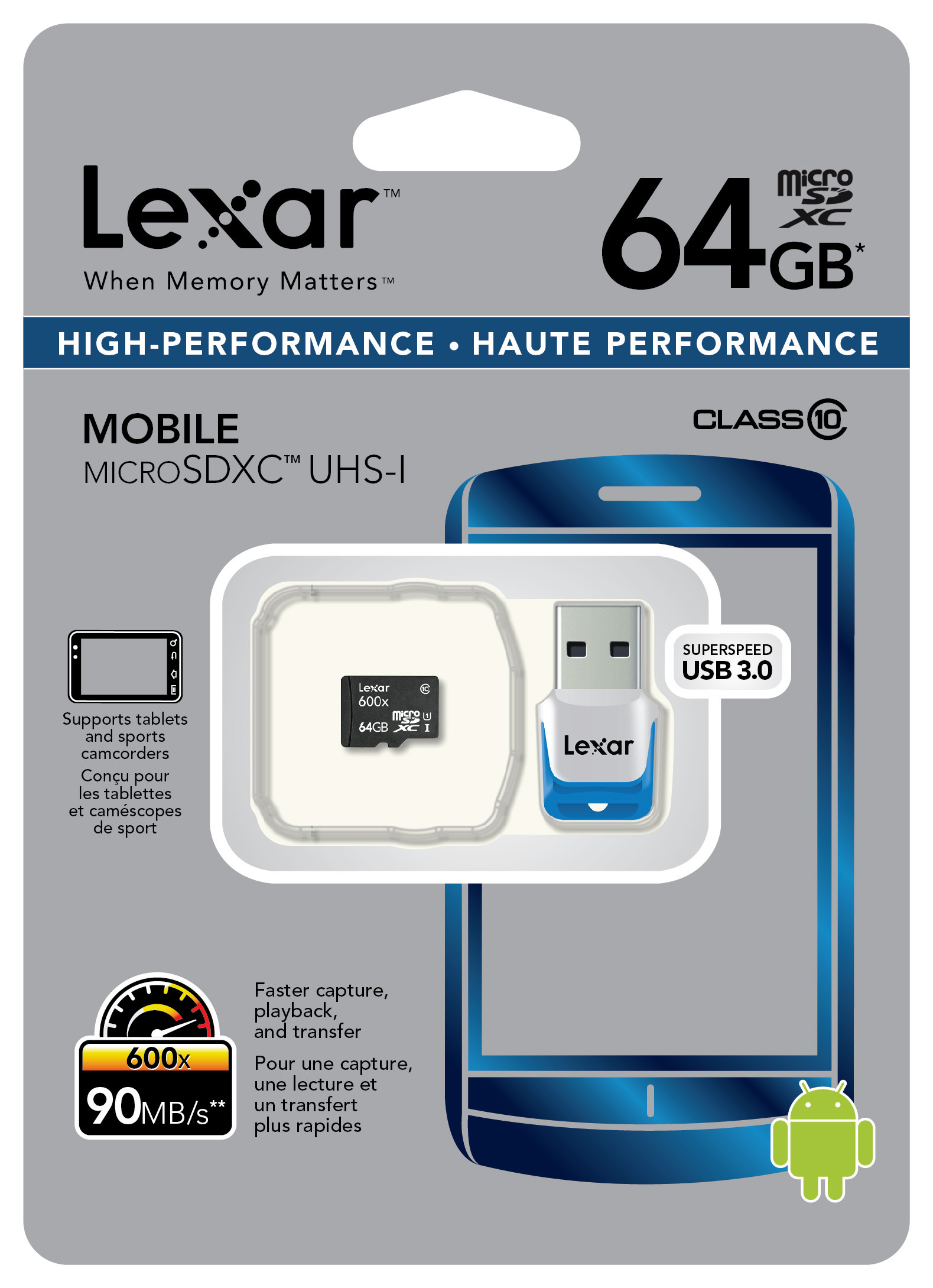 LexarmicroSDXC 600x UHS-I洢