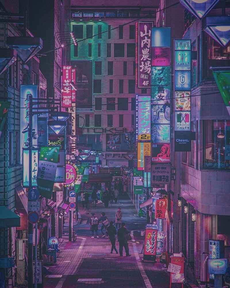 夜晚的都市森林 霓虹下的东京街头