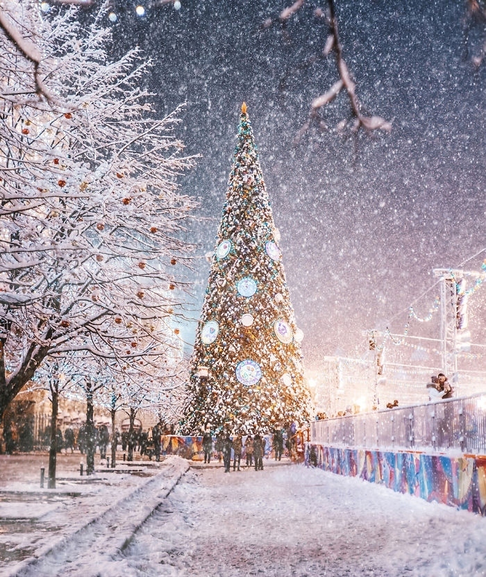 宛如童话世界般的城市 这是冬日夜晚的莫斯科