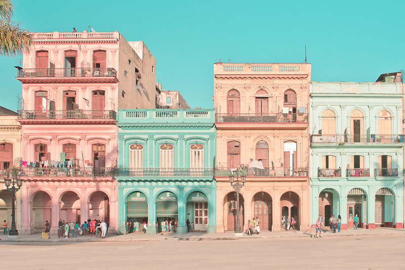 淡雅的古巴哈瓦那街头 莫兰迪般的柔美梦境