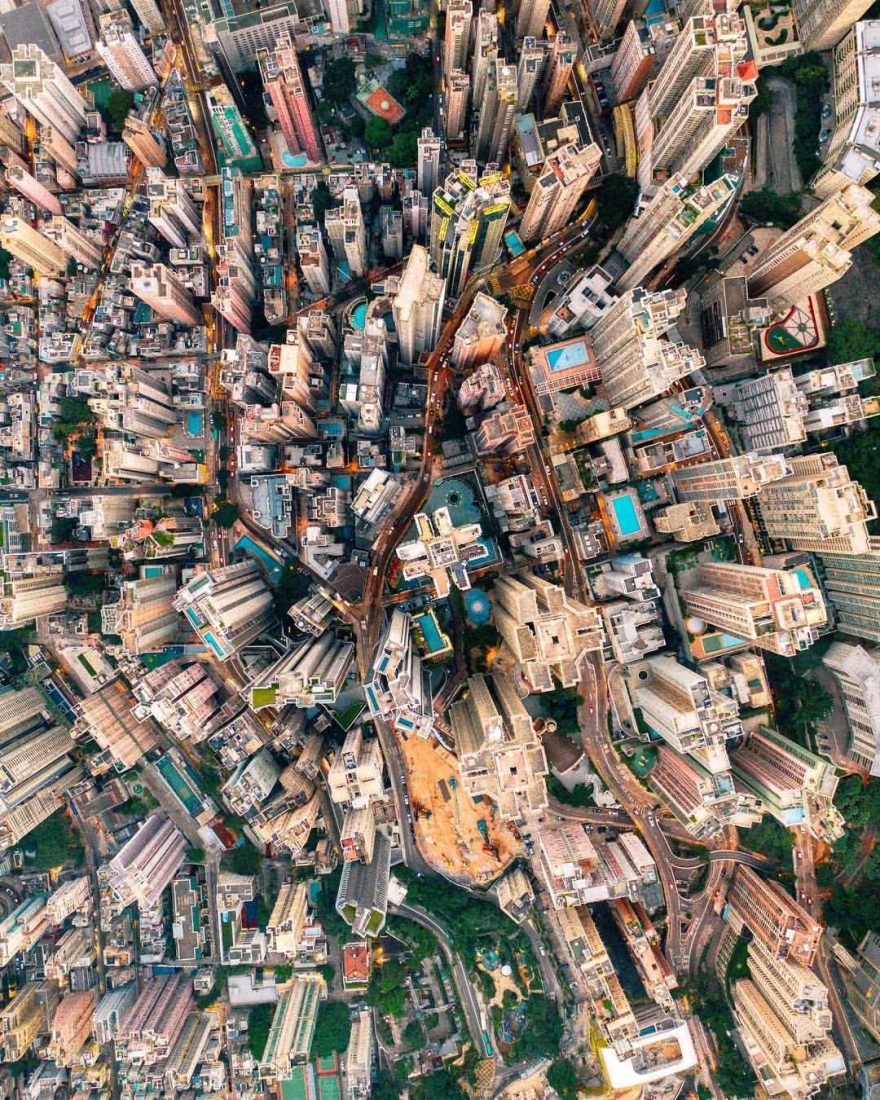 上帝的垂直视角 航拍高楼林立的香港