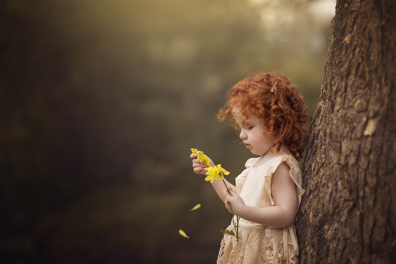 金黄色秋日光晕下的甜蜜宝贝 精致的儿童肖像