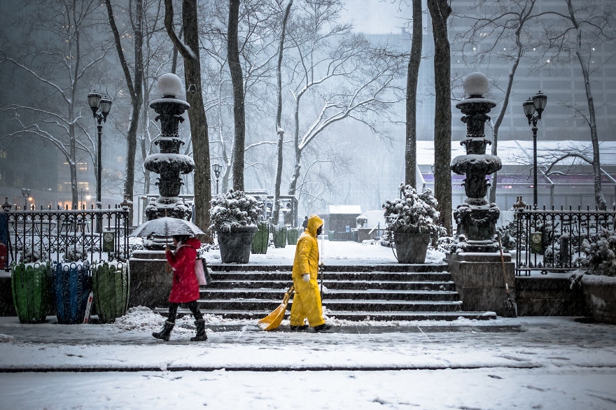 风雪肆虐的都市街头 千变万化的纽约街头