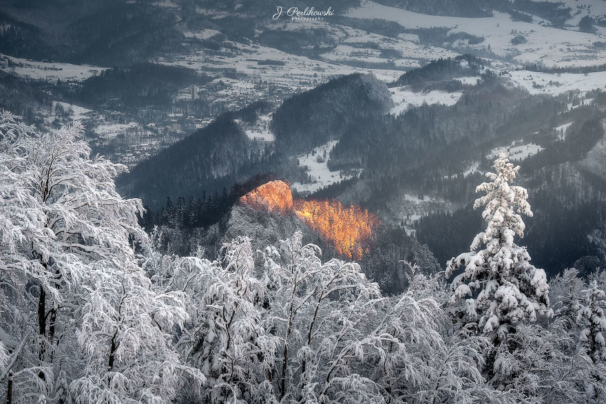 雪是冬日的魔法师 山谷中的唯美景致