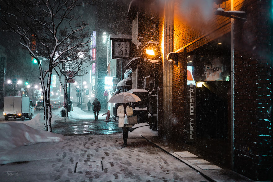 浪漫风雪夜归人 札幌冬日的大雪之夜