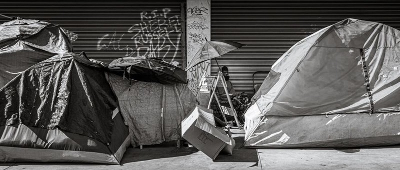 街头流浪者画像 美国洛杉矶的乞讨者
