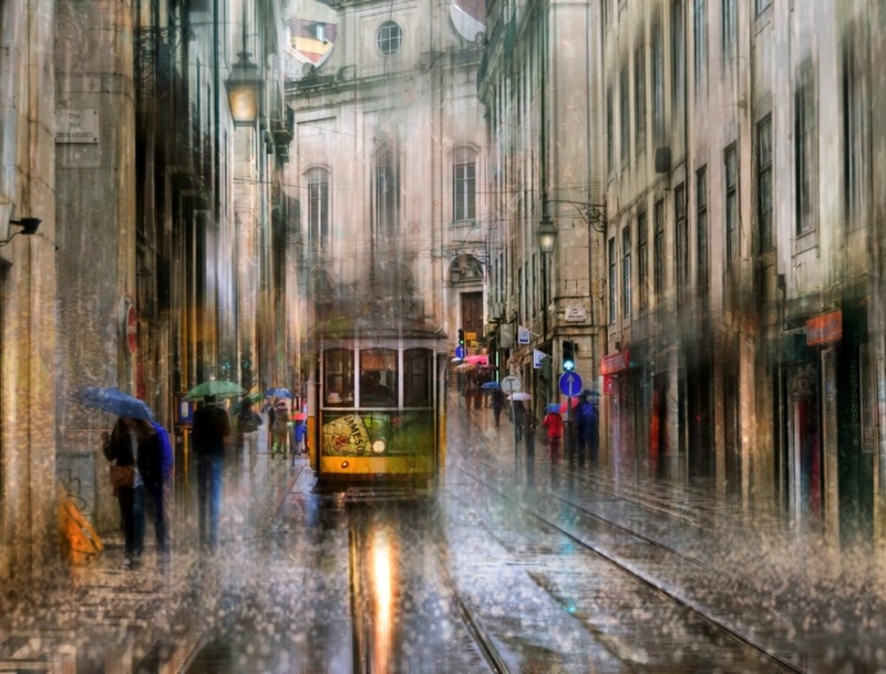 雨中的都市情调 朦胧动感的跳跃色彩