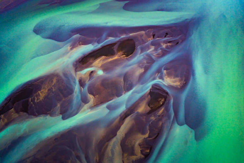 抽象而梦幻的冰岛海面 航拍绝美冰岛