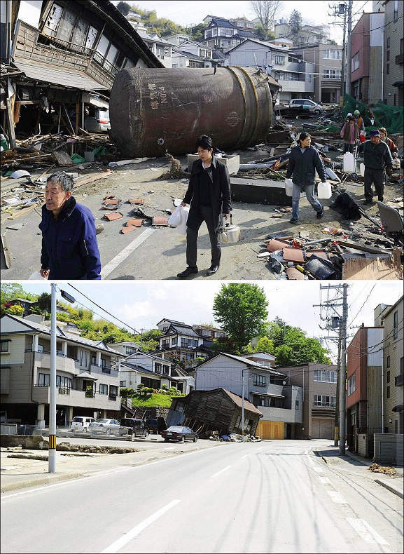 日本海啸灾区重建对比照片